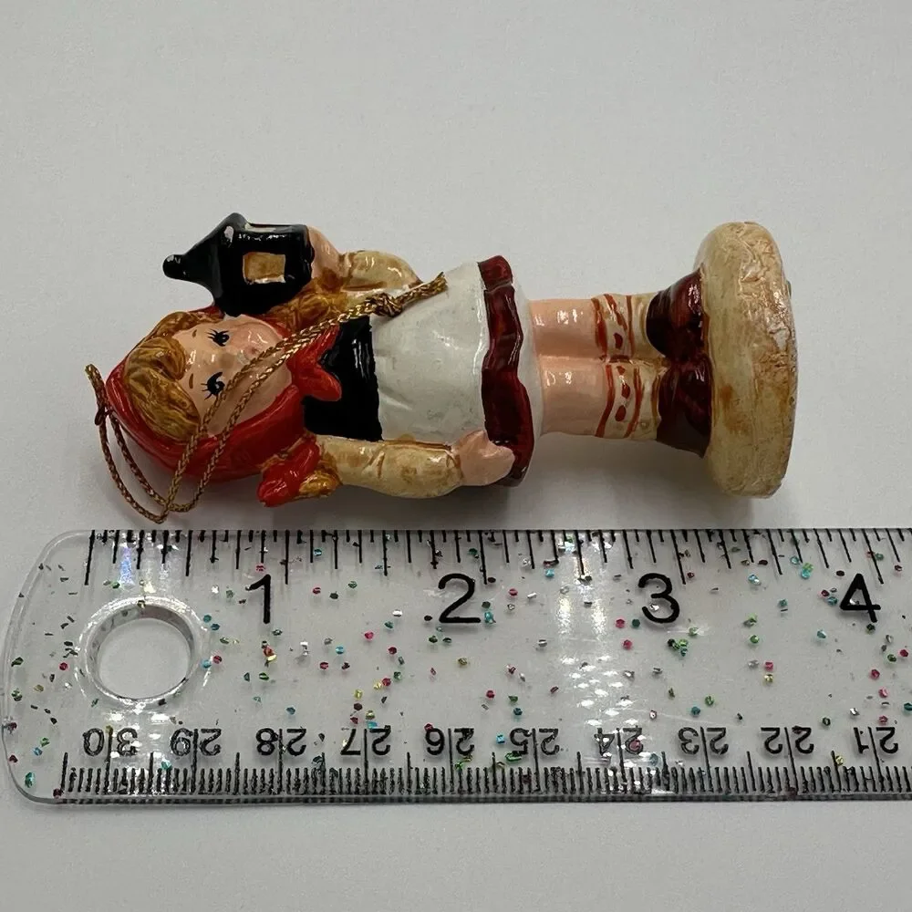 Enesco Ceramic Christmas Tree Ornament Girl Holding Lantern Vintage Retro VTG